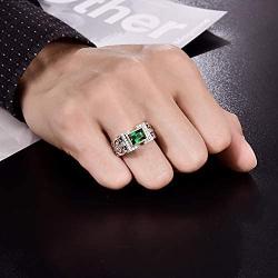 Merthus Antique Style Jewelry Synthetic Black Spinel CZ Halo 925 Sterling Silver Wedding Band Ring for Men