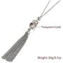 Double Crystal Long Tassels Sweater Chain Pendant Necklace Mother Gift Jewelry 32''