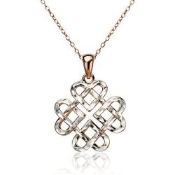 Sterling Silver Diamond-cut Irish Celtic Heart Love Knot Necklace