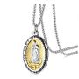 Rockyu Coin Necklace for Men Women Gold Plated Stainless Steel Coin Pendant Engraved Virgin Mary Christian Jewelry with Lattering Miraculous Medal Chain 24 Inch