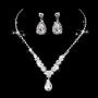 Unicra Bride Silver Bridal Necklace Earrings Set Crystal Bridal Wedding Jewelry Set Rhinestone Choker Necklace for Women and Girls (3 piece set - 2 earrings and 1 necklace)(Silver-3)