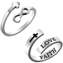 FLOGWE BODY16G CZCZ Adjustable Ring Jewelry Rings Love Ring Birthday Cross Gifts Faith Hope Easter Gift