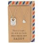 Quan Jewelry Father and Daughter Necklace Set, Dog Tag and Heart Charms Inspirational Gifts with Greeting Card