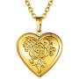 GOLDCHIC JEWELRY Heart Locket Necklace,18K Gold Plated/Platinum Plated/Rose Gold Flower/Tree of Life Memorial Photo Locket Necklace with Picture with 20”+2” Chain,with Gift Box