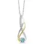 Gem Stone King 2 Tone 10K Yellow Gold And 925 Sterling Silver Diamond Infinity Pendant 0.54 Ct Round Blue Zircon Gem Stone King 2 Tone 10K Yellow Gold And 925 Sterling Silver Diamond Infinity Pendant 0.54 Ct Round Blue Zircon
