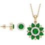 Emerald and Diamond Jewelry 3.54 CT, Floral Jewelry, Gold Pendant Set with Earrings (5 MM Round, 4X3 MM Pear Shaped Emerald) 18K Gold