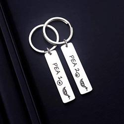 SIDIMELO Twins Keychain Set Two Peas in A Pod Pea 1 & Pea 2 Keychain Set Twins Jewelry Gift for Twin Sister/Brother Best Friend