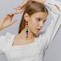 DAMLENG Unique Handmade Lightweight Acrylic Fruits Dangle Drop Earrings Cute Long Tassel Apple Banana Cherry Earrings for Women Girls Statement Jewelry Gifts