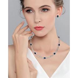 EVER FAITH Austrian Crystal Luxury Floral Leaf Necklace Stud Earrings Set