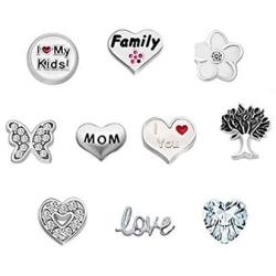Third Time Charm I Love You Mom Floating Family Charm for Glass Living Memory Lockets Necklace & Bracelets