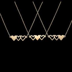 VLINRAS Best Friends Necklace for 3, Sister Bracelet for 3 BFF Matching Heart Pendant Long Distance Friendship Jewelry Birthday Gift