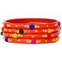 JDZ COLLECTION Indian Bangles Jewelry for Women Glass Bangles Flower Design Costume Matching Partywear Bangles Set 4pc Beautiful Bollywood Bangles