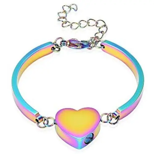 zeqingjw Heart Cremation Bracelet for Ashes Stainless Steel Urn Bangles for Ashes Memorial Keepsake Cremation Jewelry for Ashes Bracelet - Adjustable zeqingjw Heart Cremation Bracelet for Ashes Stainless Steel Urn Bangles for Ashes Memorial Keepsake Cremation Jewelry for Ashes Bracelet - Adjustable
