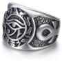 Men Stainless Steel Rings Egyptian Eye of Horus Cross of Life Ankh Hieroglyphics Text Symbol Vintage Jewelry