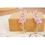 MIXIA Pink Enamel Oil Flamingo Bird Dangle Earrings for Women Hypoallergenic Jewelry Cute Animal Flamingo Crystal Earrings