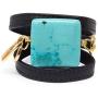 LALÉ Woman wrap Genuine Leather and semiprecious Stone Bracelet | Twists Three Times Around The Wrist | Ironwork Plated in Gold Buckle | Adjustable Size | Handmade Jewelry