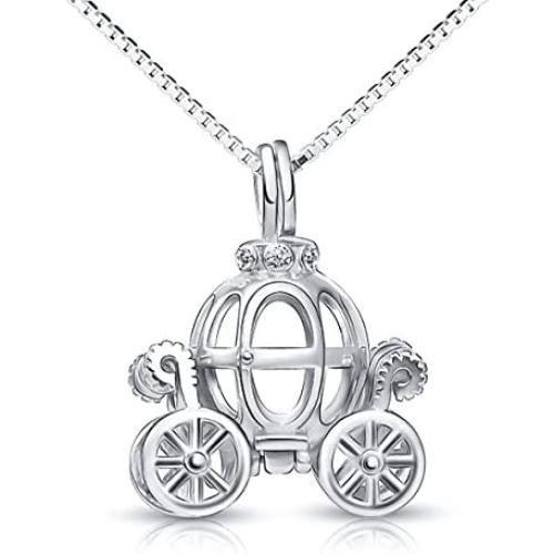 925 Sterling Silver Pumpkin Carriage Pendant Necklace,Bracelet