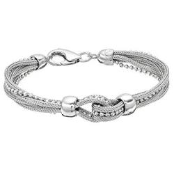 Parade of Jewels Sterling Silver Mesh Multi Strand Bracelet (7.5 inches)