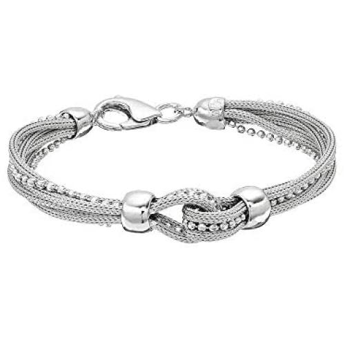 Parade of Jewels Sterling Silver Mesh Multi Strand Bracelet (7.5 inches)