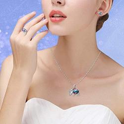 Uloveido Good Luck Big Elephant Shape Crystal Drop Pendant Necklace, Earrings and Rings Wedding Jewelry Set for Bridal Women Birthday Anniversary T485