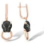 Santuzza Black Panther Spinel Rose Gold 14K Plating Earrings for Women 925 Sterling Silver Leopard Head Earring
