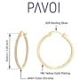 PAVOI 14K Gold Plated 925 Sterling Silver Post Cubic Zirconia Hoop Earrings 30/15mm