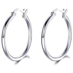 Silver Hoop Earrings for Women Men Girls- Cartilage Earring Small Hoop Earrings Hypoallergenic 925 Sterling Silver Tragus Earrings(12mm, 14mm, 15mm, 16mm, 20mm)