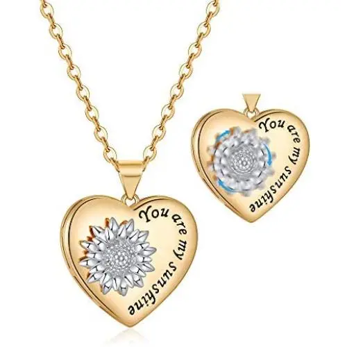 MONOZO Heart Sunflower Necklace for Women, Dainty You are My Sunshine Sunflower Necklace 14k Gold Plated Sunflower Heart Pendant Necklace Jewelry Gifts for Women Girls MONOZO Heart Sunflower Necklace for Women, Dainty You are My Sunshine Sunflower Necklace 14k Gold Plated Sunflower Heart Pendant Necklace Jewelry Gifts for Women Girls