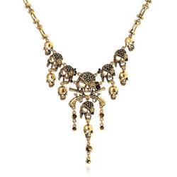 JAJAFOOK Fashion Multi-Level Pirate Skull Tassel Charm Necklace Collar Bib for Women