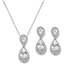 UDORA Teardrop Cubic Zirconia Drop Earrings Necklace Bridal Jewelry Sets Wedding Prom Gifts For Bridesmaid