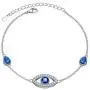 DAOSHANG 925 Sterling Silver Good Luck Blue Cubic Zirconia Evil Eye Bracelet for Women, Adjustable Chain 7 + 2''