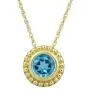 Jewelili 10K Yellow Gold 5 millimeter Swiss Blue Topaz Pendant Necklace, 18 Inches Rope Chain Jewelili 10K Yellow Gold 5 millimeter Swiss Blue Topaz Pendant Necklace, 18 Inches Rope Chain