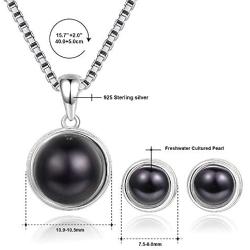 EVERU Pearl Jewelry Set Sterling Silver with AAAA Freshwater Cultured Pearls Stud Earrings and Necklace Sets for Women