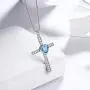 Birthstone Necklace/Earring 925 Sterling Silver Women Cross/3D Cube/Cresent Moon Birth Stone Jewelry Mens Birthday Gift Anniversary Present