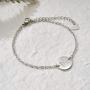 THREE KEYS JEWELRY Silver Initial Bracelet for Women Gifts Stainless Steel Dainty Coin Name Initial Charm Bracelet Alphabet Letter Pendant Initial Bracelets for Girls with Initial