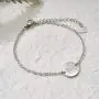 THREE KEYS JEWELRY Silver Initial Bracelet for Women Gifts Stainless Steel Dainty Coin Name Initial Charm Bracelet Alphabet Letter Pendant Initial Bracelets for Girls with Initial