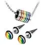Assorted Gay Lgbt Pride Rainbow Pendant Necklace,2pcs 8MM Punk Rock Rivet Earring Studs,Hypoallergenic Assorted Gay Lgbt Pride Rainbow Pendant Necklace,2pcs 8MM Punk Rock Rivet Earring Studs,Hypoallergenic