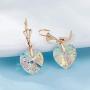 Swarovski Crystal Heart Drop Leverback Earrings for Women Fashion Dangle Earring 14K Rose Gold Plated Hypoallergenic Jewelry