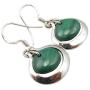 SilverStarJewel 925 Sterling Silver Cab Malachite Earrings 1.3'' 5.5 Grams Ladies Stone