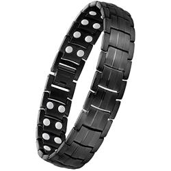 Feraco Titanium Magnetic Bracelet for Men Arthritis Pain Relief Carpal Tunnel Health Double Row Strong Magnets Ultra Strength Magnetic Therapy Bracelet, Lightweight Durable Titanium Bracelet
