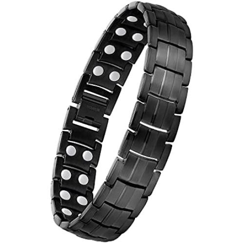 Feraco Titanium Magnetic Bracelet for Men Arthritis Pain Relief Carpal Tunnel Health Double Row Strong Magnets Ultra Strength Magnetic Therapy Bracelet, Lightweight Durable Titanium Bracelet