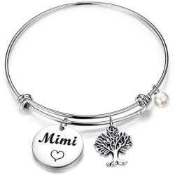 BEKECH Mimi Bracelet Grandma Mimi Charm Expandable Wire Bangle Mimi Jewelry Grandmother Gift for Family Mimi Nana Nonna