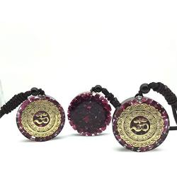 EDENS CALL Healing Chakra OM Symbol Orgonite Crystal Stone Pendant Necklace for Unisex 23.62'' Adjustable Energy Generator Round Shape Necklace