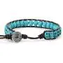 KELITCH Created Turquoise Crystal Mix Beaded Single Wrap Bracelet on Brown Leather Handwoven New Jewelry KELITCH Created Turquoise Crystal Mix Beaded Single Wrap Bracelet on Brown Leather Handwoven New Jewelry