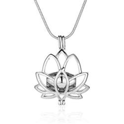 BAIYIDE Lotus Flower Ashes Pendant Cremation Jewelry with Mini Keepsake Urn Memorial Ash Jewelry