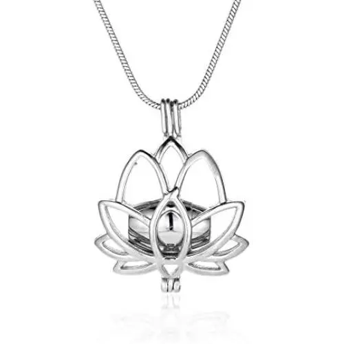 BAIYIDE Lotus Flower Ashes Pendant Cremation Jewelry with Mini Keepsake Urn Memorial Ash Jewelry