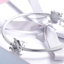 BETTY&SARAH 925 Sterling Silver Letter Charms for Pandora Bracelets Alphabet Initial Beads Jewelry Gift for Women