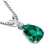 Peora 14K Gold Pendant for Women with Diamond, Elegant 10x7mm Teardrop Pear Shape Solitaire in Genuine and Created Gemstones
