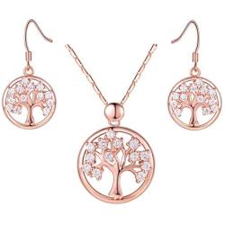 Tree of Life Necklace for Women - Tree of Life Earrings for Women - Silver / Gold / Rose Gold Jewelry Set for Women/ Teenagers - Symbol for Life, Positive Energy, Good Health - Mall of Style