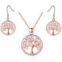Tree of Life Necklace for Women - Tree of Life Earrings for Women - Silver / Gold / Rose Gold Jewelry Set for Women/ Teenagers - Symbol for Life, Positive Energy, Good Health - Mall of Style